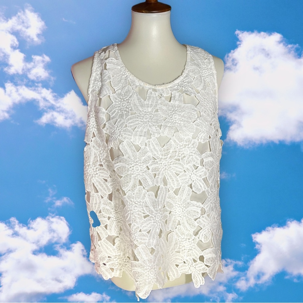 Purple snow crochet white lace sleeves blouse, XL